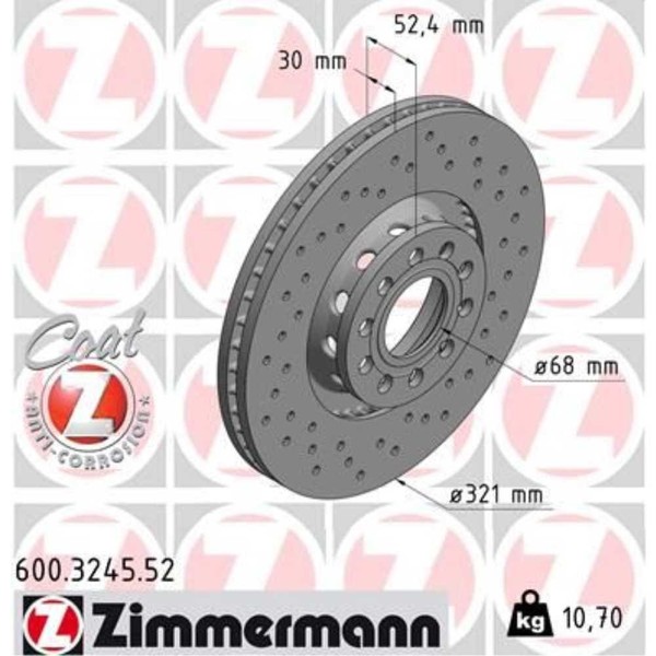 Zimmermann 2X Bremsscheiben Vorne BelüFtet Beschichtet FüR VW Passat Variant 3B6-image