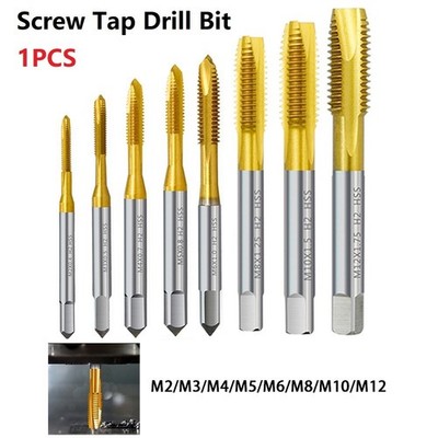 HSS-Titanium-Coating-Screw Tap Drill Bit M2-M12 Metric Straight Flute Thread Tap