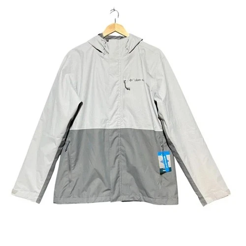 Columbia Mens Hikebound II Jacket L Grey Waterproof Omni-Tech Hooded WM2619-039 video thumbnail