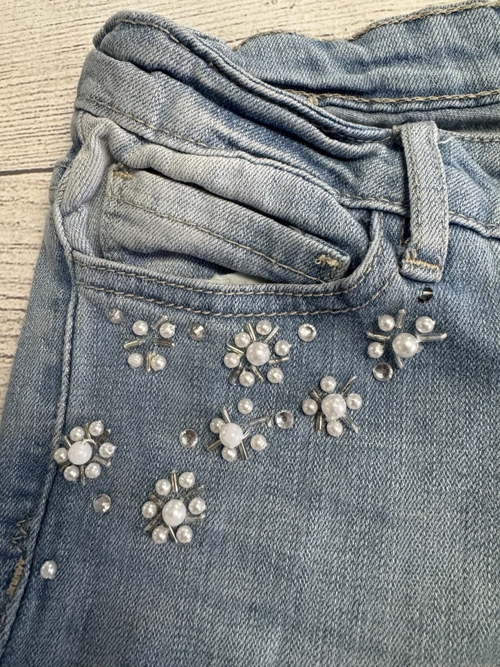 dELiA*s Jeans Womens 0 Light Wash Skinny Stretch Embellished Pearl Rhinestone - Image 4 of 4