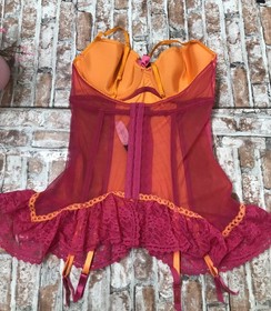 2006 Victoria&rsquo;s Secret Sexy Little Things HOT PINK Sheer Ribbon Garter Cami 36C