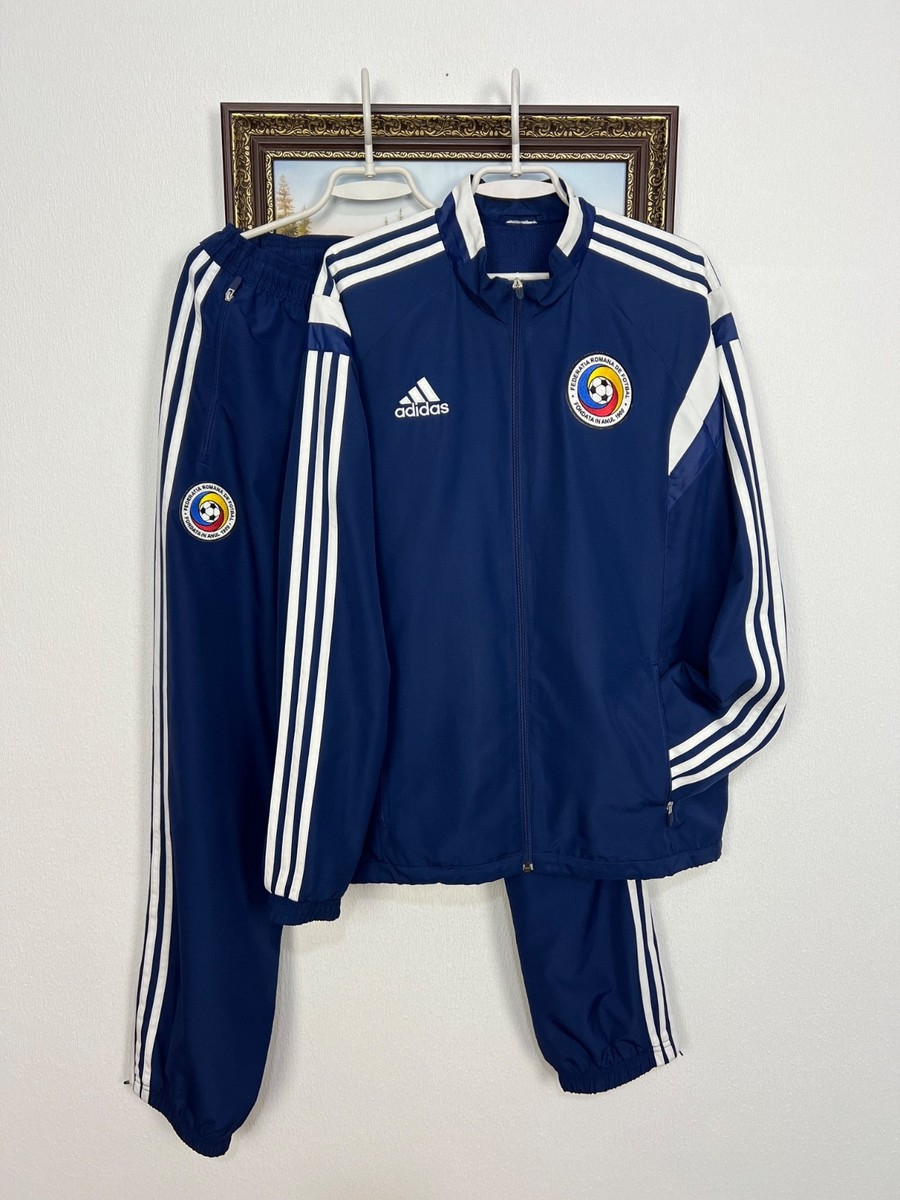 Vintage Adidas Romania Football Set Soccer Track Suit Blue Jacket