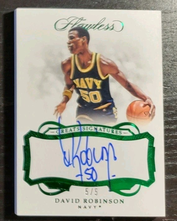 2019 Panini Flawless Collegiate Emerald Auto /5 David Robinson