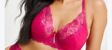 Figleaves Curve Pink Floral Lace Underwired Full Cup Bra 44DD Hook & Eye