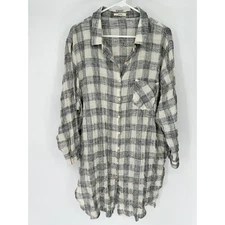 easel plaid shirt tunic oversized button down women's size M