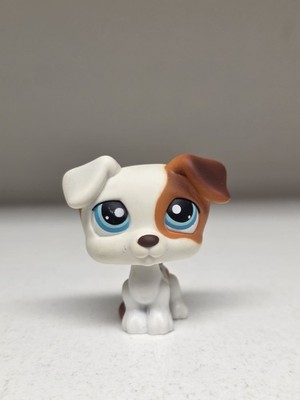 2005 Hasbro Littlest Pet Shop LPS #151 White Jack Russell Dog Blue Eyes Toy