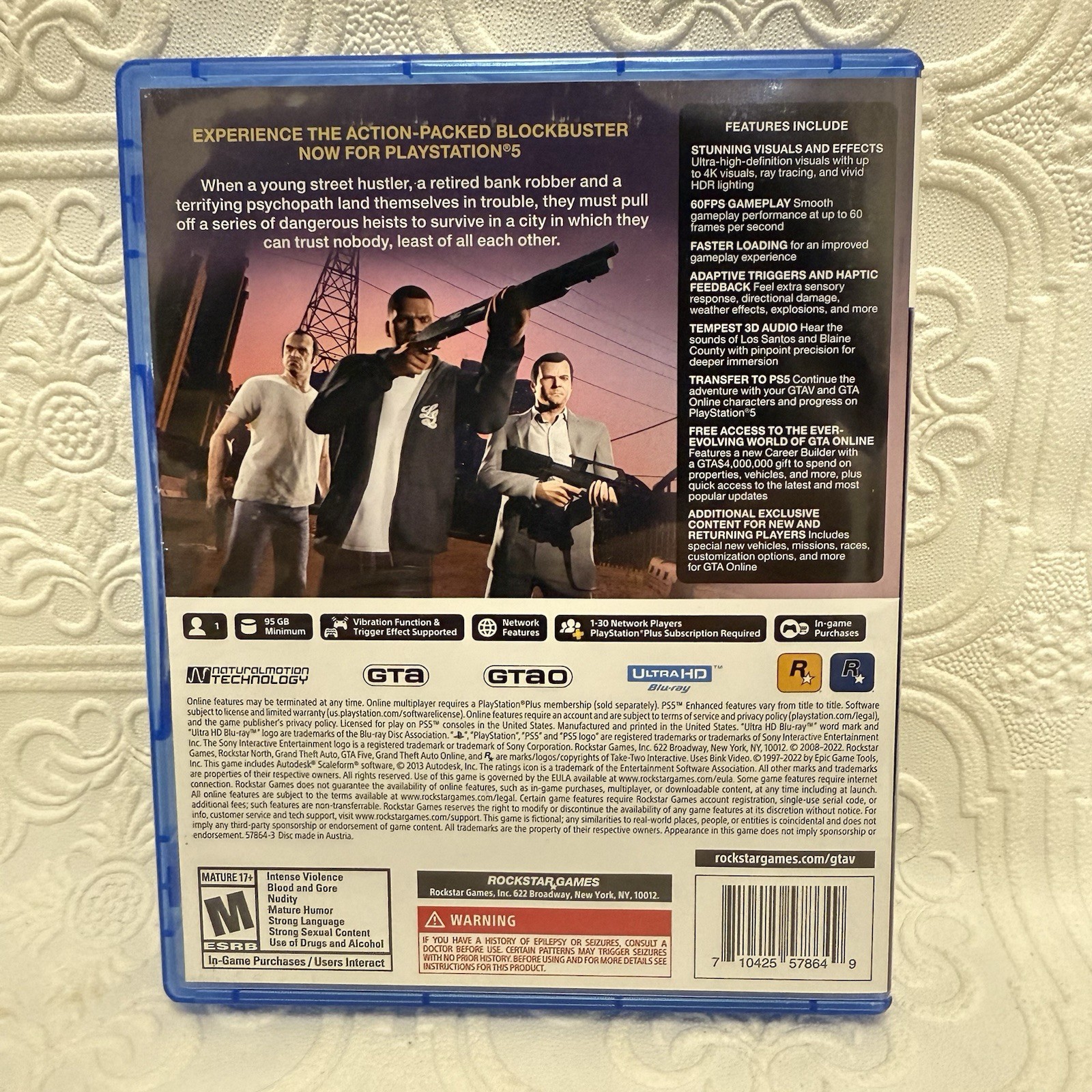 Grand Theft Auto V (GTA Series) PS5 Action Adventure, M, NTSC-U/C ...