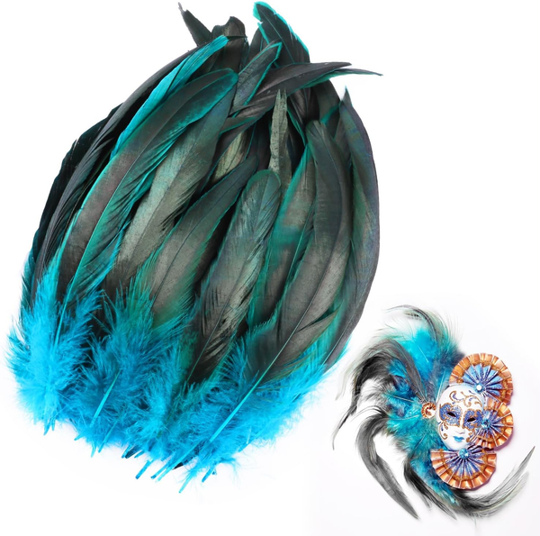 100 StüCk Federn Zum Basteln 20-25Cm Blaue Federn Deko Hahnenfedern-image