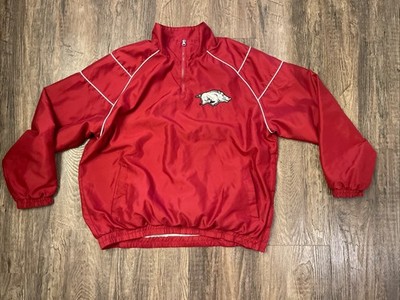 Vintage Arkansas Razorbacks Pullover Windbreaker Jacket 58 Sports Men XL 1/4 Zip