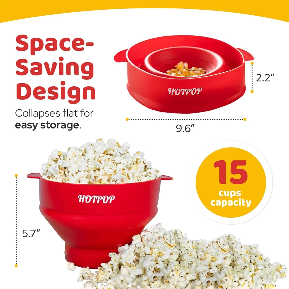 Máquina de palomitas de silicona The Original - Palomitas de maíz para microondas con asas - Co Foto 2 de 4