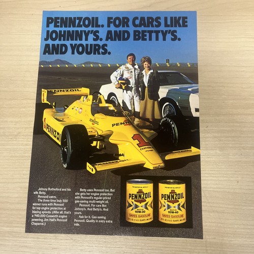 Pennzoil Indy Car Rutherford Oil Vintage Print Ad 1981 Sports Afield Magazine
