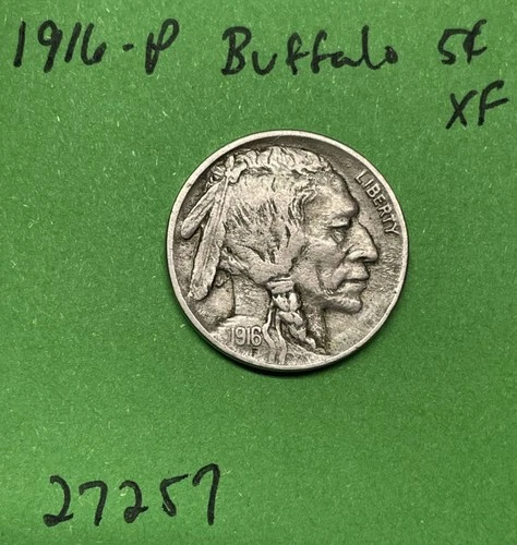 1916-P Buffalo 🦬 Indian Head Nickel 5c Cent Piece Xf Extra Fine