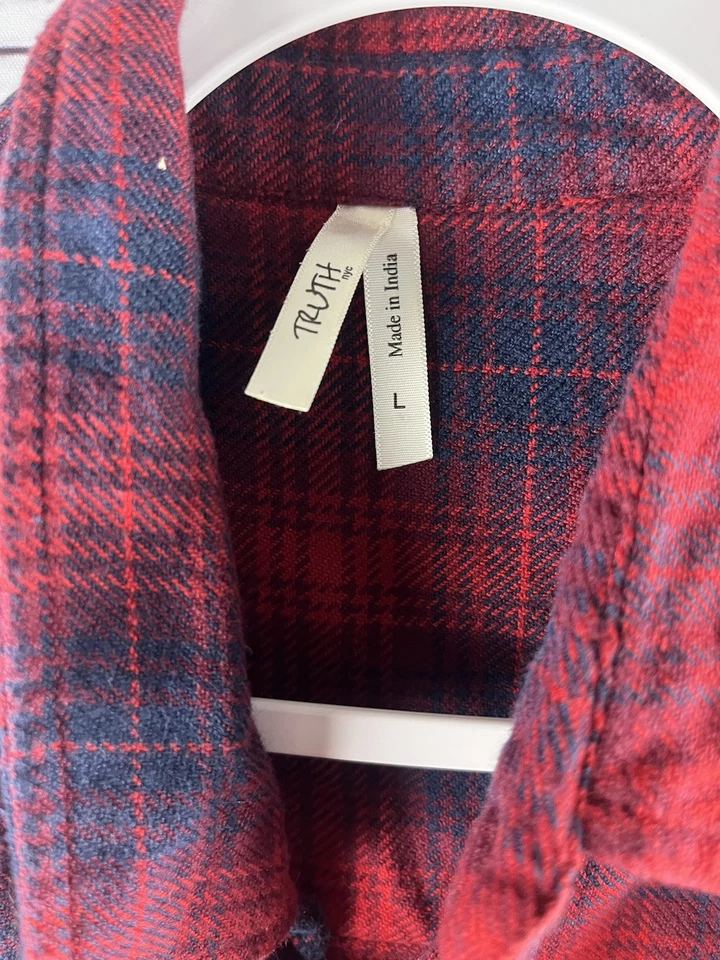 Truth NYC Midi Button Up Dress Women’s Large Plaid Red/blue Sleeveless - Image 3 of 4