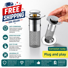 Universal Pop Up Sink Drain Filter Stainless Steel Bathroom Basin Waste Stopper