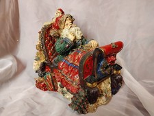 Resin Santa Sitting Up In Sleigh Very Detailed Large H 8.5" Christmas Decor