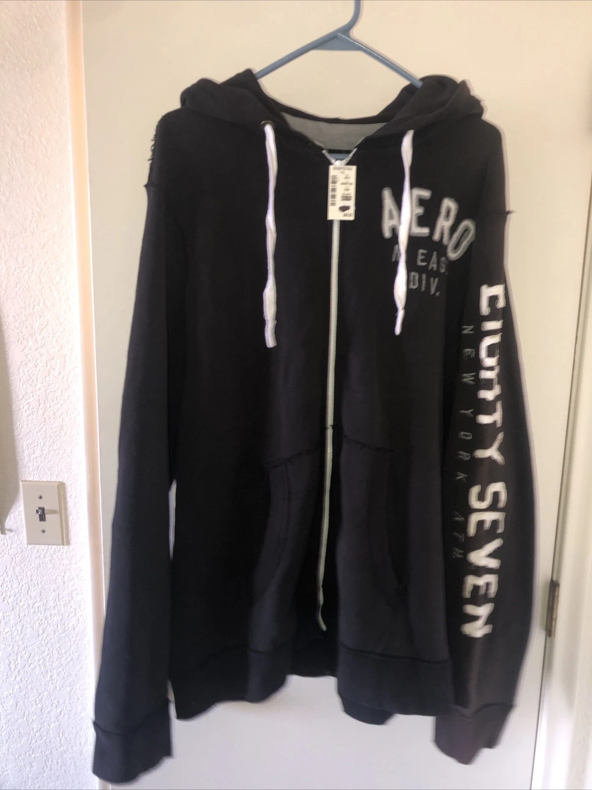VTG Y2K Aeropostale Hoodie Grunge Skate Zip Up Jacket Size XXL Thermal Hood NWT