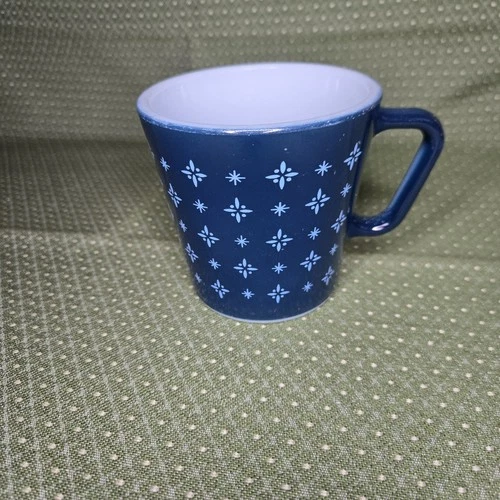 New ListingDark Blue Atomic Foulard Pyrex Mug Vintage 3.5" x 3.5"