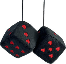 Pair 3  Fuzzy Plush Dice Heart Shape Decor for Car Rearview Mirror, Retro Square