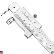 Precision Metal Scribe Tool - 200mm Dual Scale Carbide Caliper & Marking Gauge