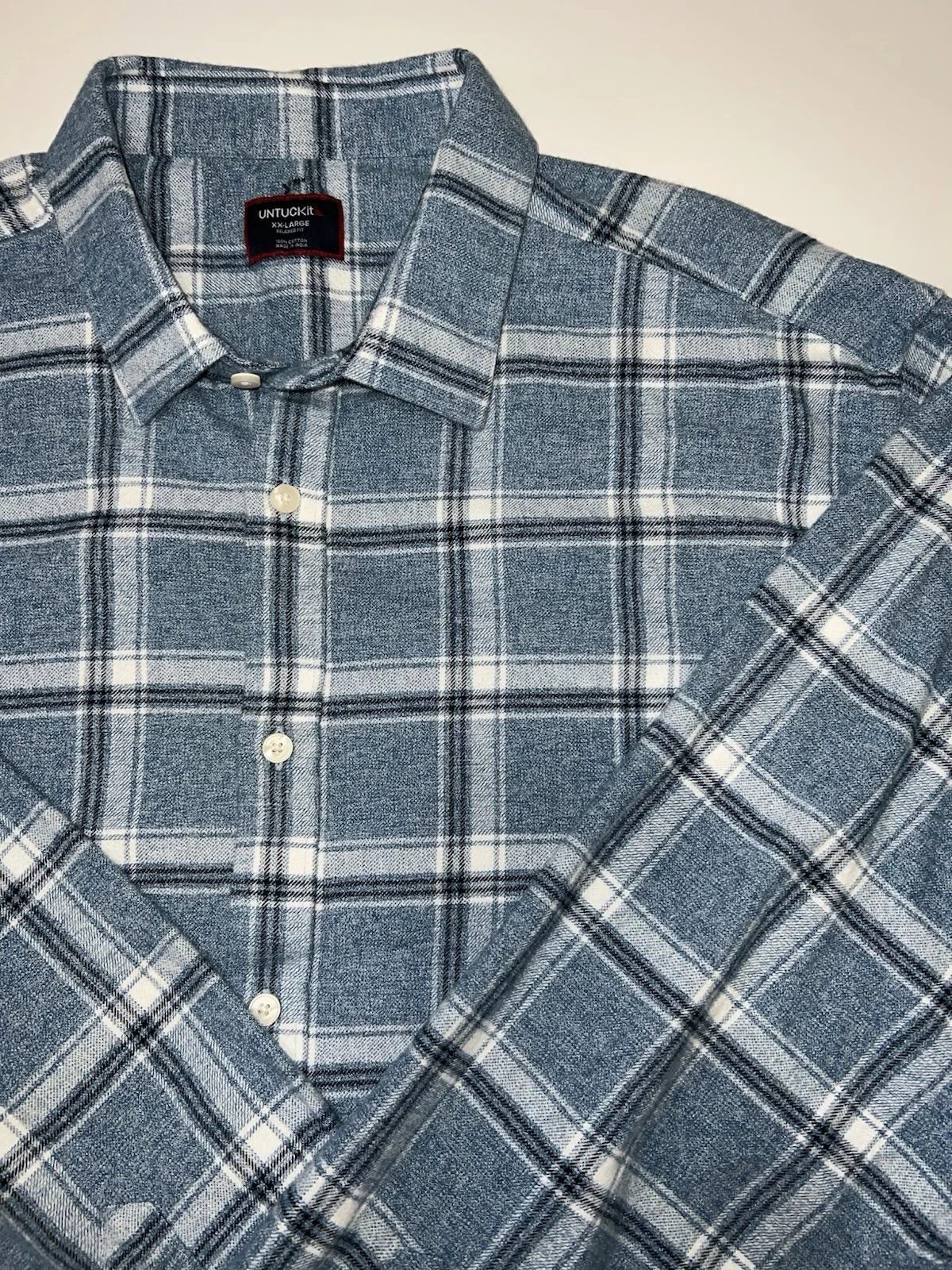 UNTUCKit Mens Blue Plaid Relaxed Fit Long Sleeve Flannel Button Down Shirt XXL