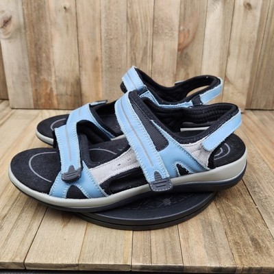 Orthofeet 925 Venice Sandals Womens 11 D Wide Light Blue Leather Walking