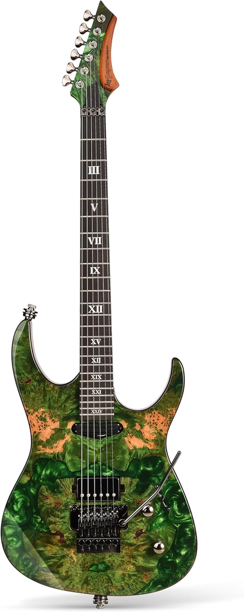 Leo Jaymz Tsunami Deluxe Electric Guitar Green HH 24F Double Lock