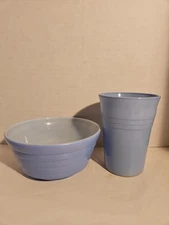 Hazel Atlas Moderntone Platonite Ligh Blue Pastel Juice Glass/Cereal-Soup Bowl