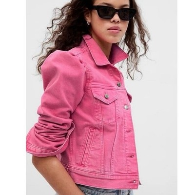 Puffy Arm Jean Jacket Denim Easy Stretch Puff Sleeve Denim Jacket