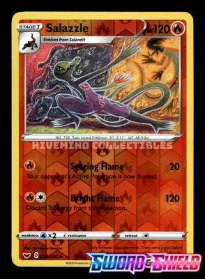 Salazzle 028/202 SWSH Base Set Reverse Holo Pokemon Card | eBay