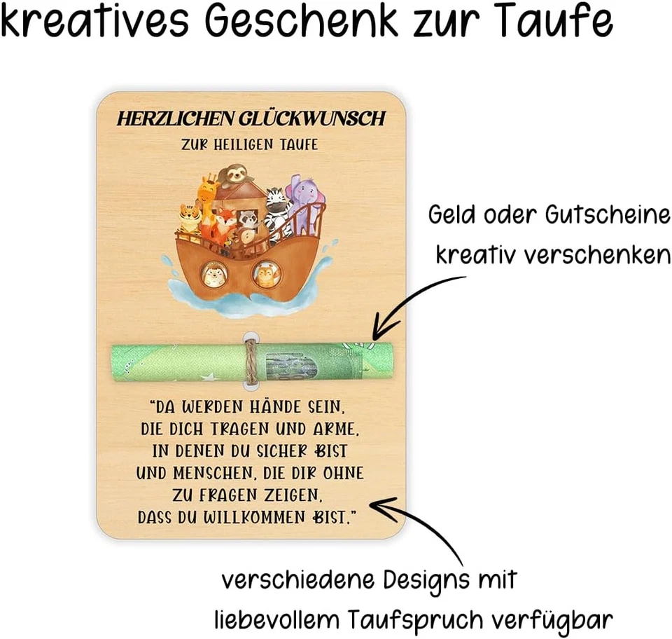 Geldgeschenke zur Taufe - Arche Noah Geschenk aus Holz - Bild 3 von 4