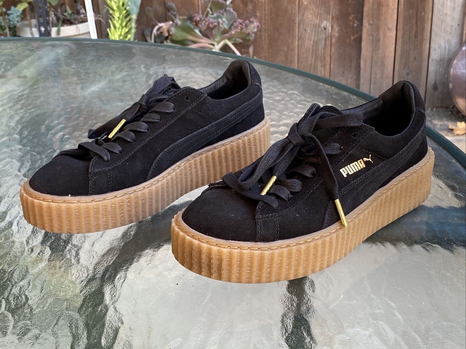 Motivar colegio verdad Puma Creepers Rihanna Fenty Suede Trainers 361005 02 Black/Gum US Size 8 |  eBay