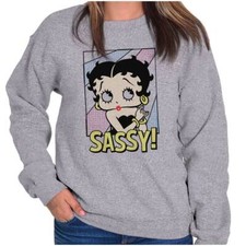 Cute Betty Boop Sassy Retro Pop Art Cartoon Womens Crewneck Sweatshirt Pullover
