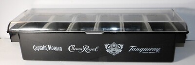 CAPTAIN MORGAN CROWN ROYAL SMIRNOFF TANQUERAY 6-COMPARTMENT GARNISH STATION