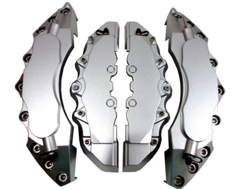BIG & MEDIUM SILVER CAR BRAKE CALIPER COVERS 4PCS ATTACHED WITH "BREMBO" LOGO - Picture 1 of 7