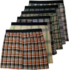 6 Men Big and Tall Exposed Elastic Waistband Plaid Boxer Shorts Underwear