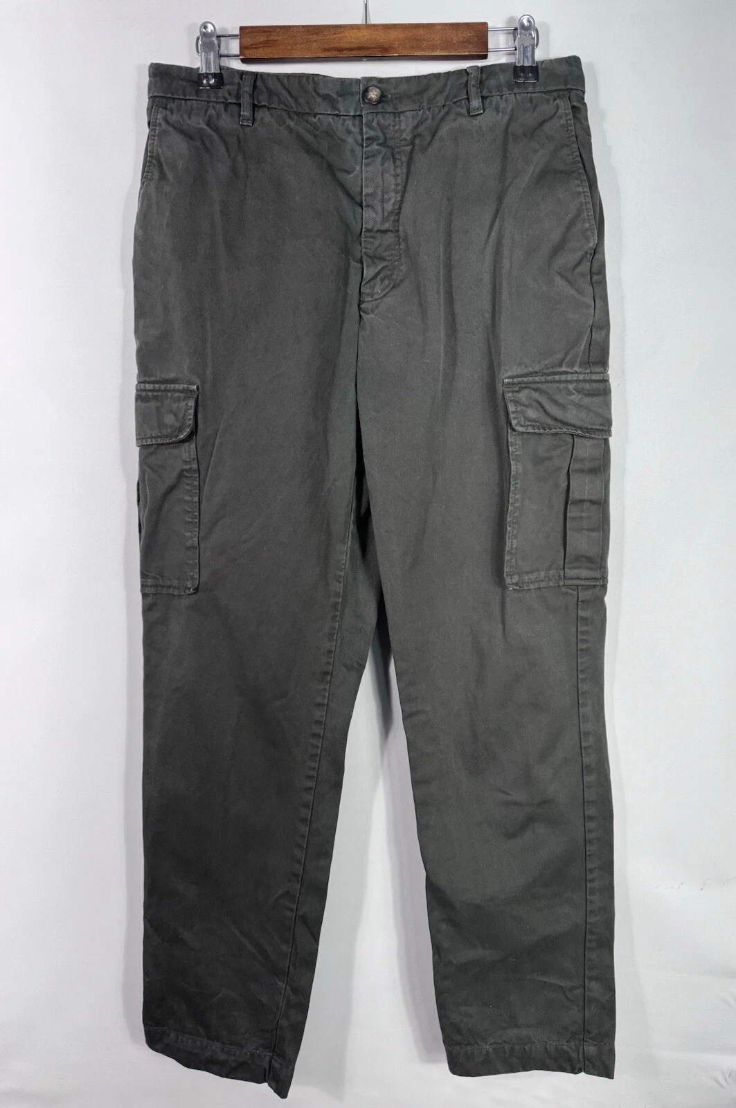 Maison Standards Men's Size 40 Dark Green Twill Cargo Pants