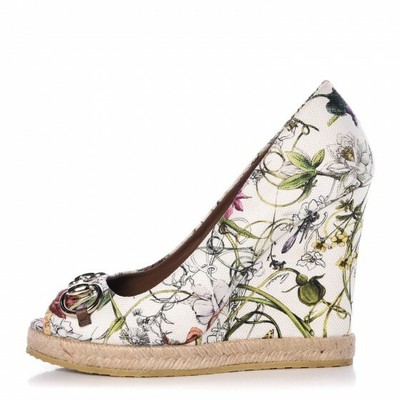 gucci floral wedges