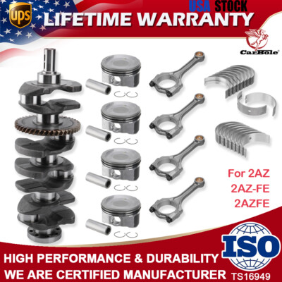 NEW 2.4L Crankshaft + Con Rod + Bearing + Pistons & Rings for Toyota Scion 2AZFE
