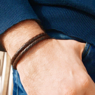 Bracciale in cuoio intrecciato - Gioielleria Dassi | Arte Orafa Italiana