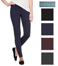 Matty M Women's Slub Ponte Pants Pull On Legging with 2 Back Pocket  1461436 