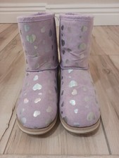 Wonder Nation Lavender Silver Hearts Girls Cozy Lined Boots Sz 4