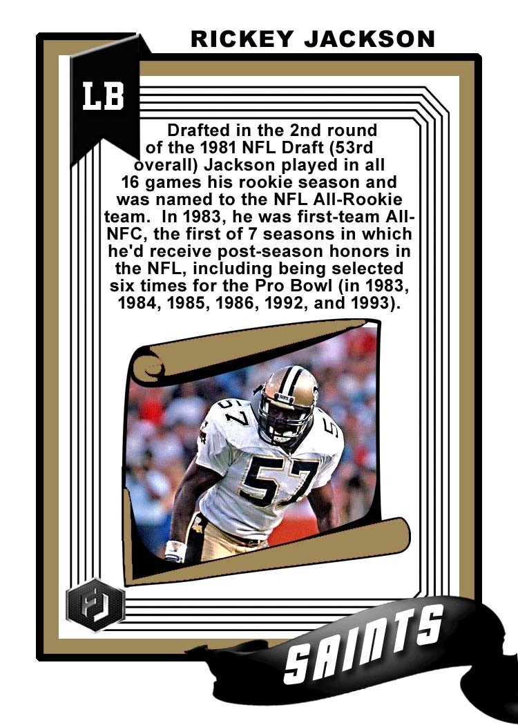 ACEO RICKEY JACKSON NEW ORLEANS SAINTS CUSTOM HAND MADE ART CARD | eBay