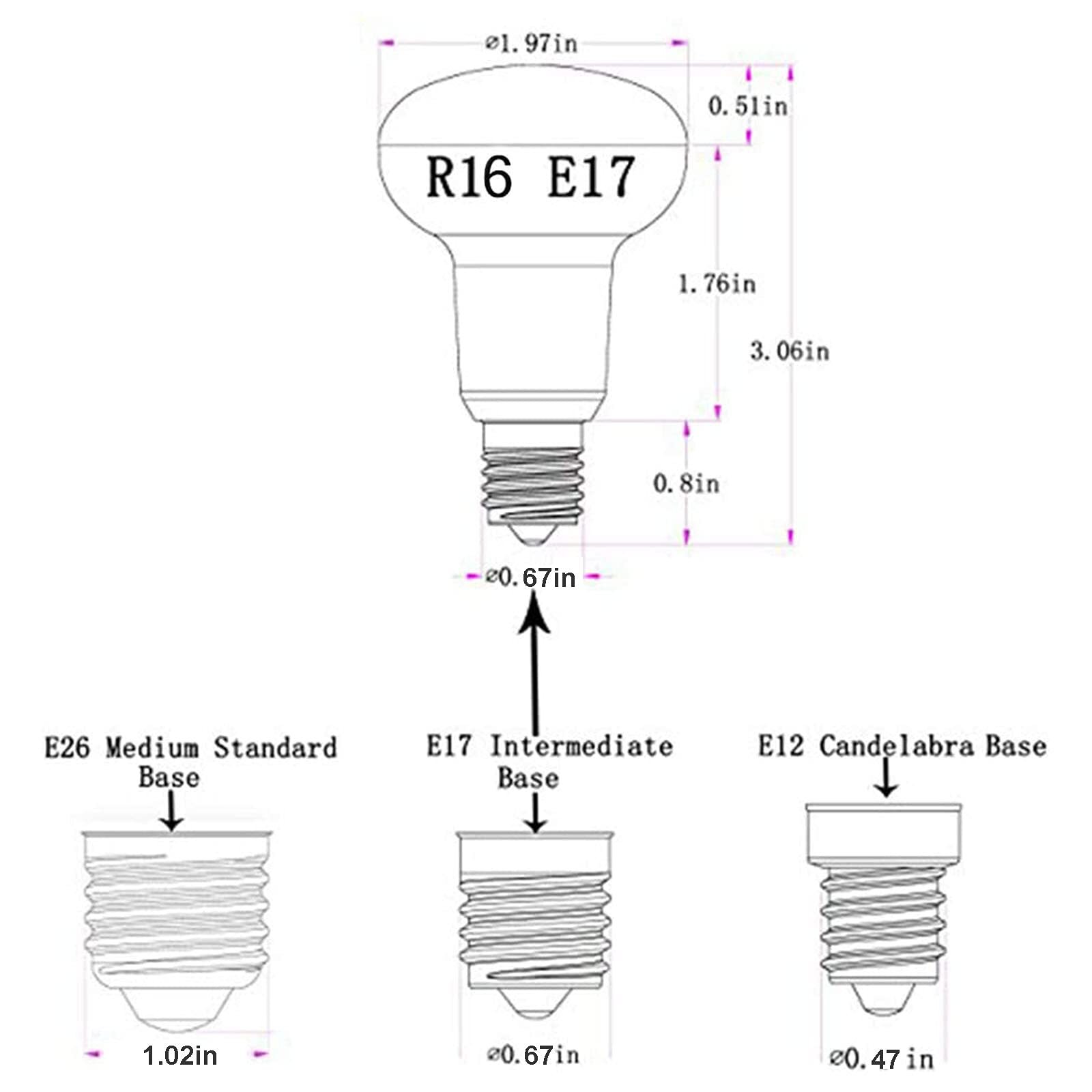 High Brightness R16 BR16 Mini Reflector LED Bulb,Dimmable E17 Intermediate Ba...