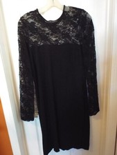 Karen Kane Dress Med Black Lace Top Long Sleeve A-Line Dark Academia 