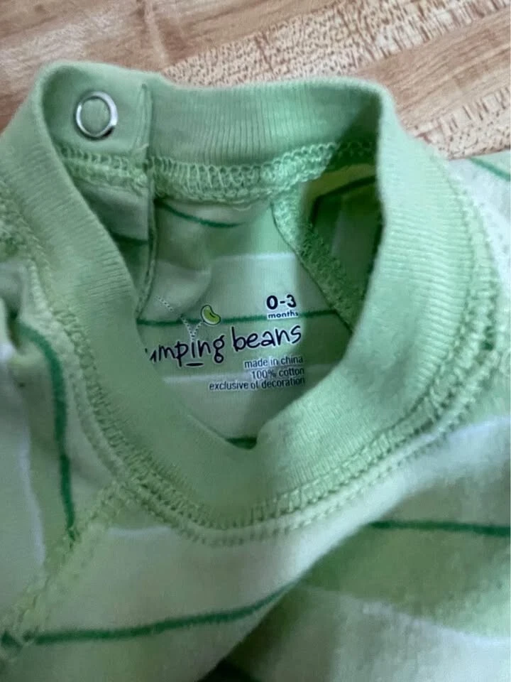 Mono Mameluco Estampado Gráfico Oruga Verde Rayas Infantil Talla 0-3 meses Foto 4 de 4