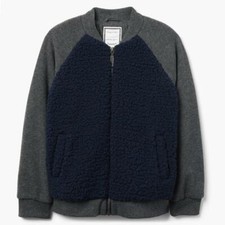 NWT Gymboree Boy Sherpa Jacket 7-8,14 navy and gray