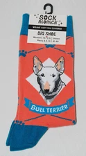 NWT Sock Atomica Salmon Orange Unisex Adult Bull Terrier Dog Calf Socks Big Size