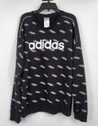 Adidas Sweatshirt Mens Medium Black AOP All Over Print Logo Long Sleeve Pullover
