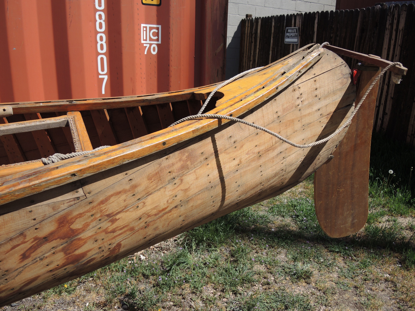 Vintage 1966 Old Town 16' Wood Sailing Canoe Otca, Open Spruce Gunwales