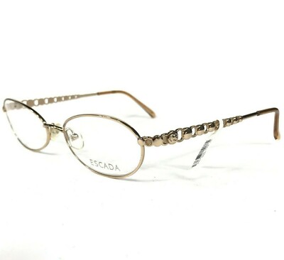 Escada Eyeglasses Frames E0376 GFH Gold Round Oval Cat Eye Full Rim 52-17-135